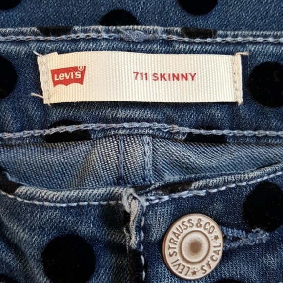 Levi's 711 Polka Dot Stretch Skinny Jeans 10 - Picture 3 of 8